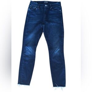 Mother High Waisted Looker Ankle Fray Denim Blue Jeans size 28